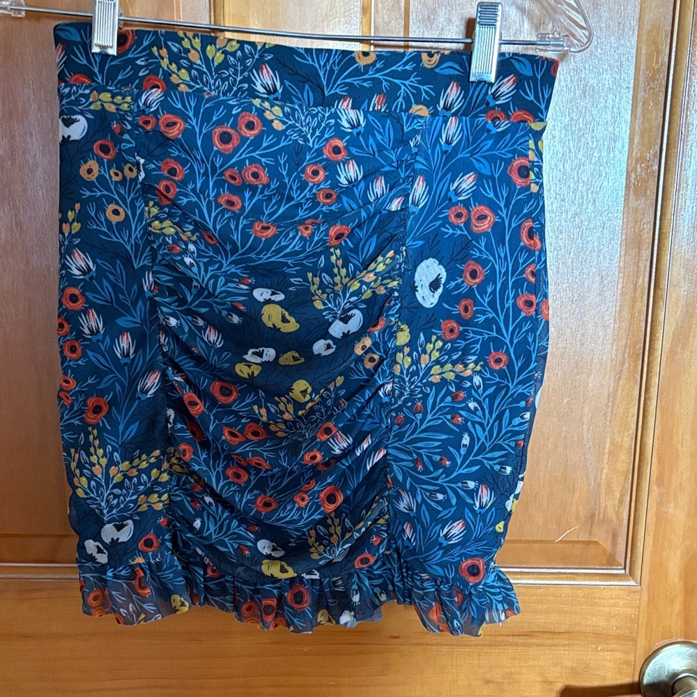 Free People Navy Floral Mini Skirt